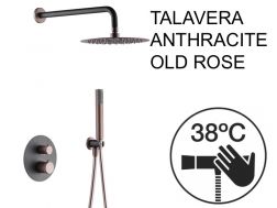 Indbygget brusebad, termostat og regnbrusehoved Ã 25 cm - TALAVERA ANTHRACITE / OLD ROSE 